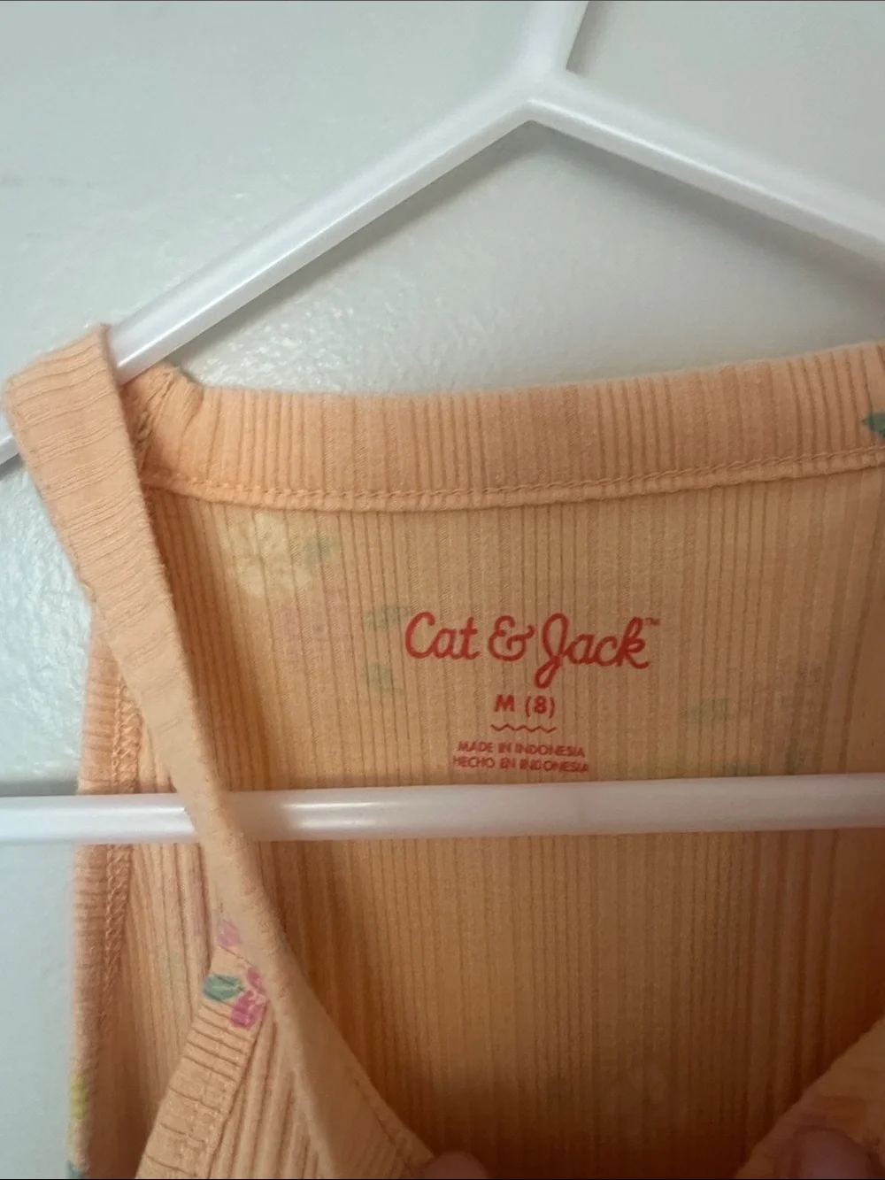 Cat & Jack Peach Floral Ribbed High-Neck Tank
